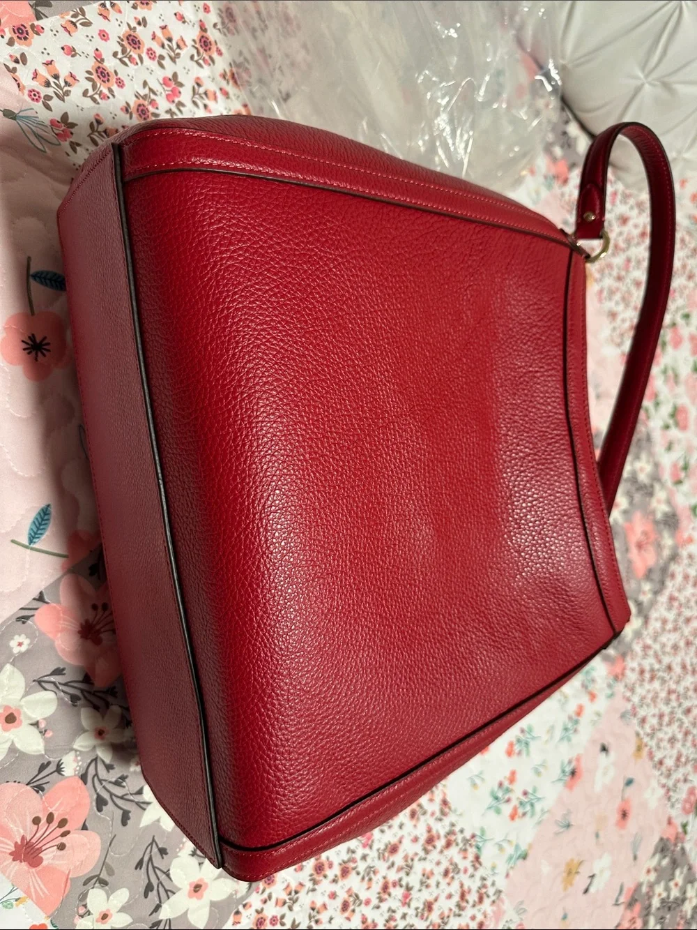 Coach Red Pebbled Leather Hobo Shoulder Bag with Gold Hardware NWT